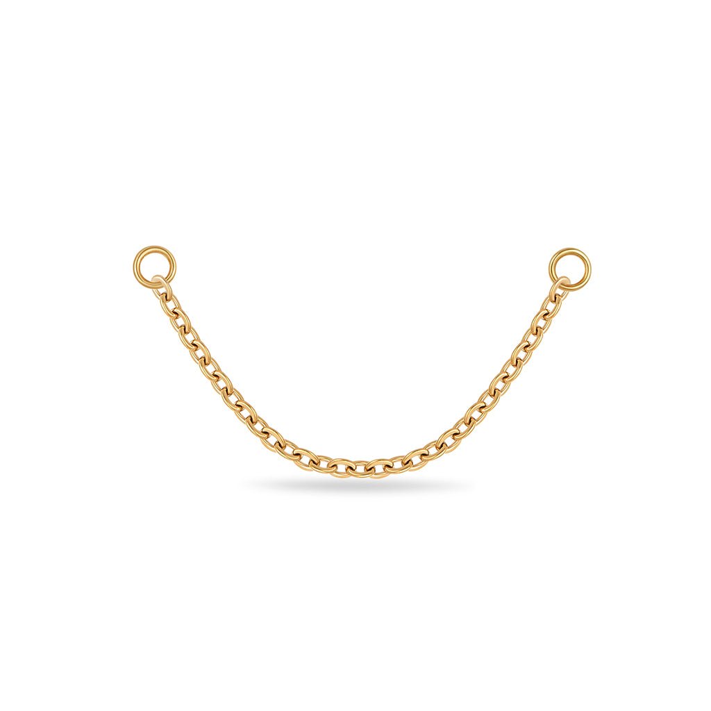 Gold-tone titanium single chain connector with jump rings at each end.