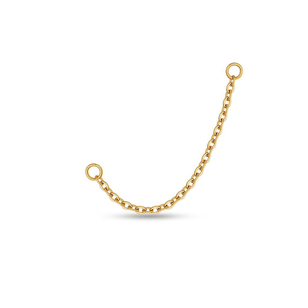 Gold-tone titanium single chain connector with jump rings at each end.