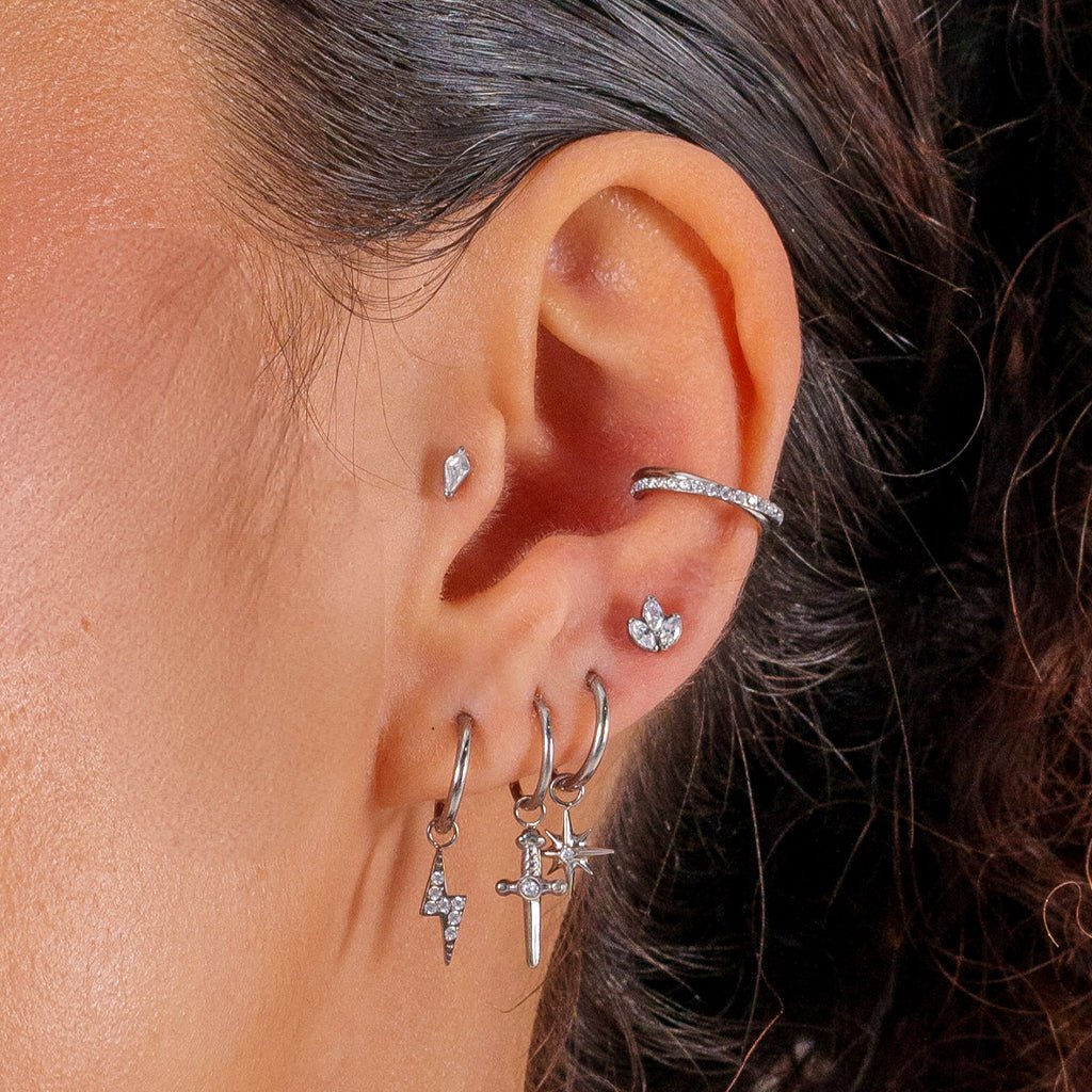 Titanium Lightning Paved Cubic Zirconia Earring Charm - SkinKandy | Body Jewellery & Piercing Online Australia