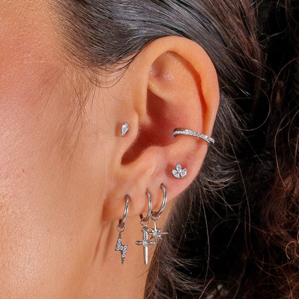 Titanium Lightning Paved Cubic Zirconia Charm
