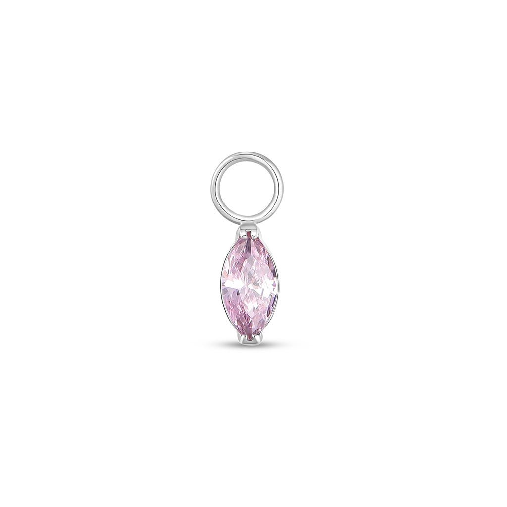 Silver-tone titanium marquis pink cubic zirconia charm with jump ring.