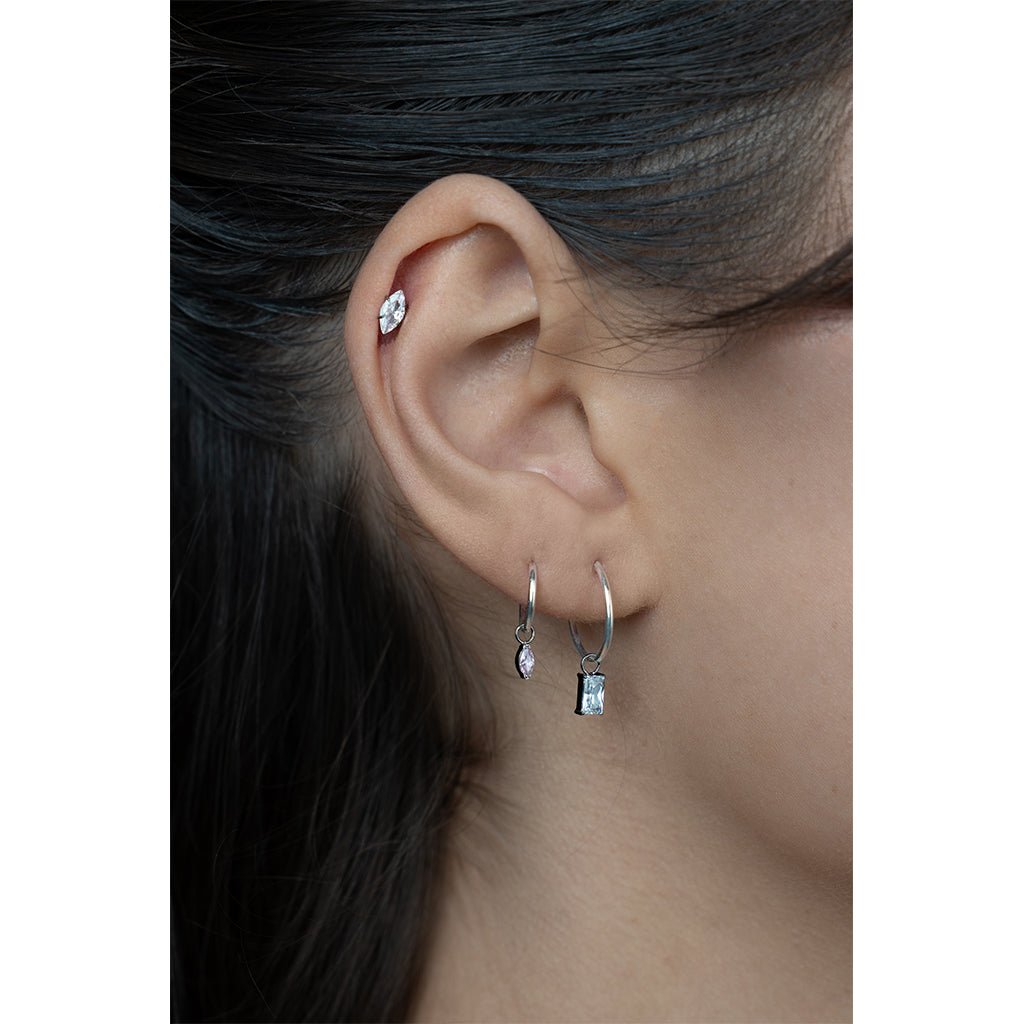 Titanium Rectangle Cubic Zirconia Charm - SkinKandy | Body Jewellery & Piercing Online Australia