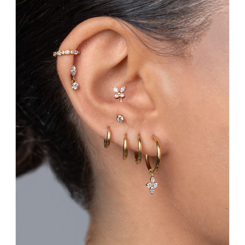 Titanium Marquis Round Four - Point Star Earring Charm - SkinKandy | Body Jewellery & Piercing Online Australia