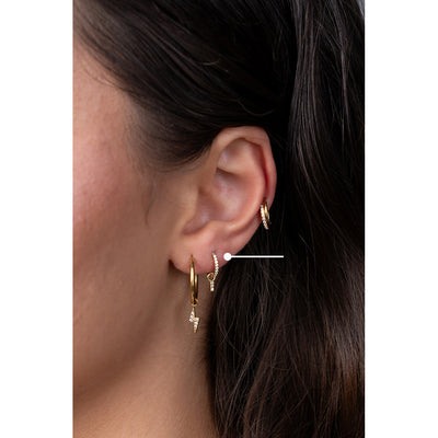 Surgical Steel Segment Rings with Rectangle Dangle Micro Paved Cubic Zirconia - Pair