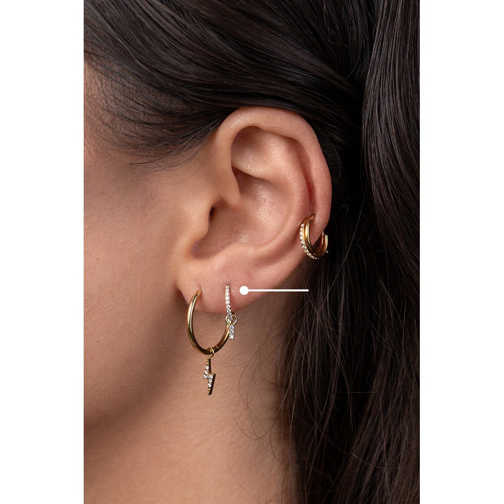 Surgical Steel Segment Rings with Rectangle Dangle Micro Paved Cubic Zirconia - Pair - SkinKandy | Body Jewellery & Piercing Online Australia