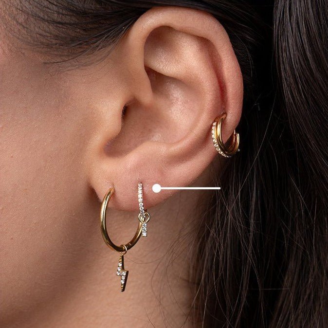 Surgical Steel Segment Rings with Rectangle Dangle Micro Paved Cubic Zirconia - Pair - SkinKandy | Body Jewellery & Piercing Online Australia