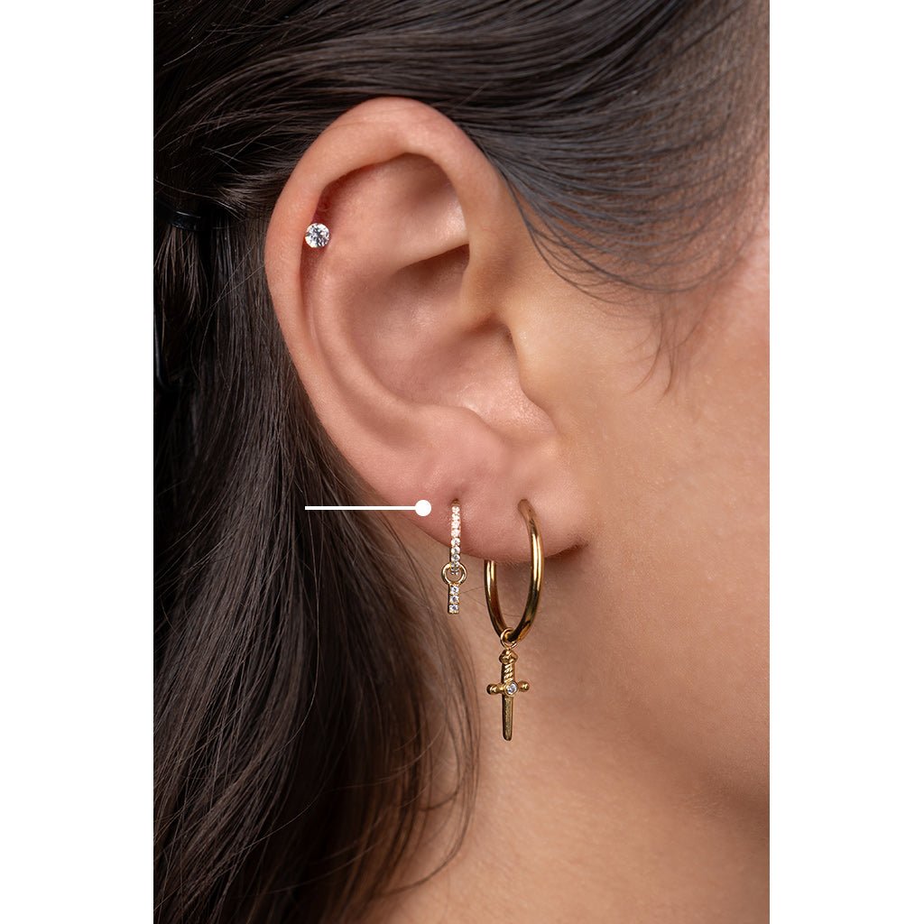 Surgical Steel Segment Rings with Rectangle Dangle Micro Paved Cubic Zirconia - Pair - SkinKandy | Body Jewellery & Piercing Online Australia