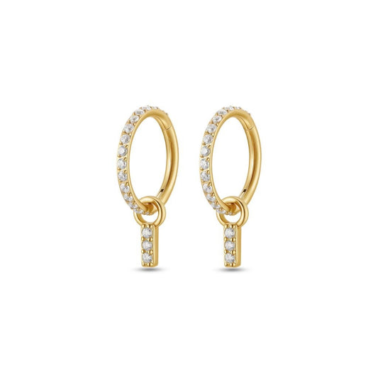 Surgical Steel Segment Rings with Rectangle Dangle Micro Paved Cubic Zirconia - Pair - SkinKandy | Body Jewellery & Piercing Online Australia