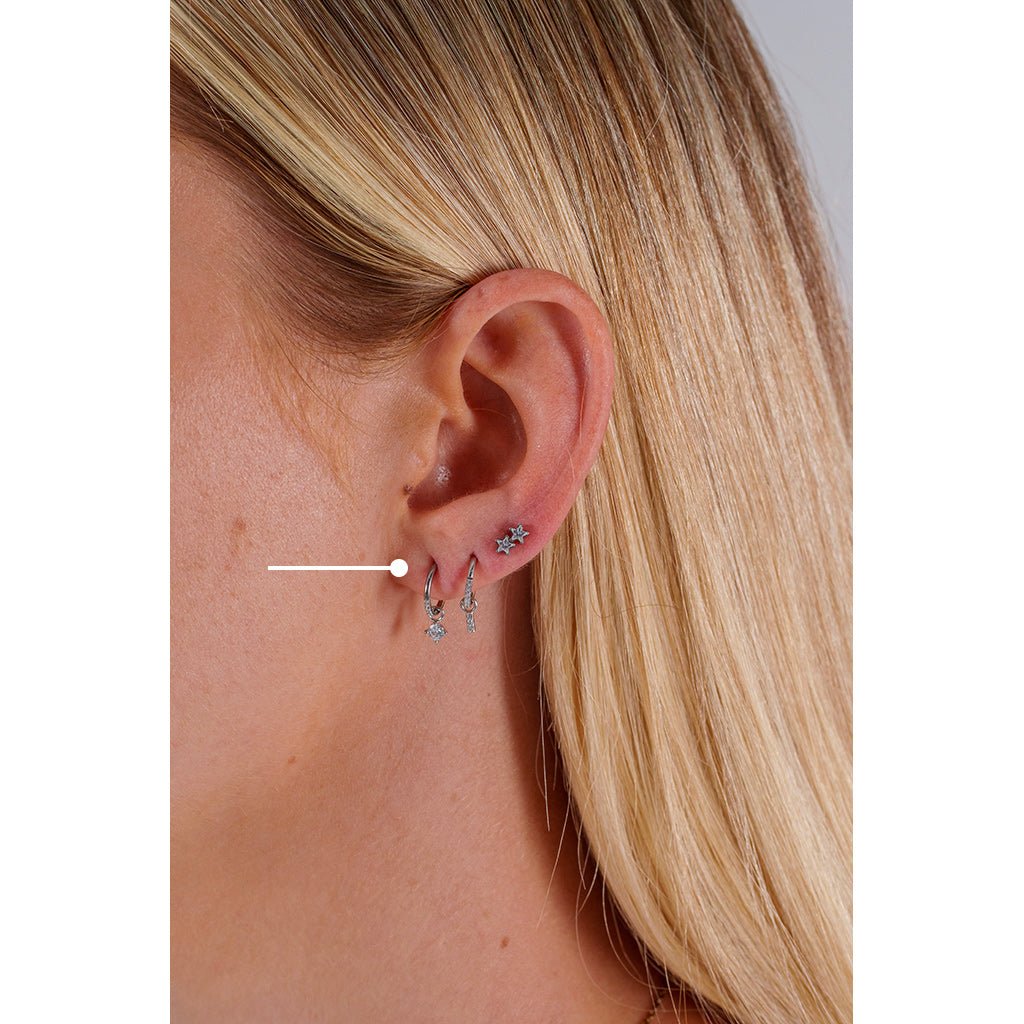 Surgical Steel Segment Rings with Round Dangle Micro Paved Cubic Zirconia - Pair - SkinKandy | Body Jewellery & Piercing Online Australia