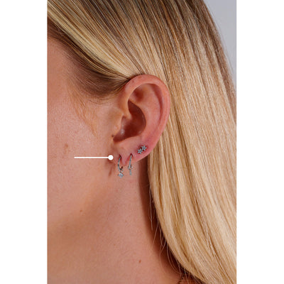 Surgical Steel Segment Rings with Round Dangle Micro Paved Cubic Zirconia - Pair