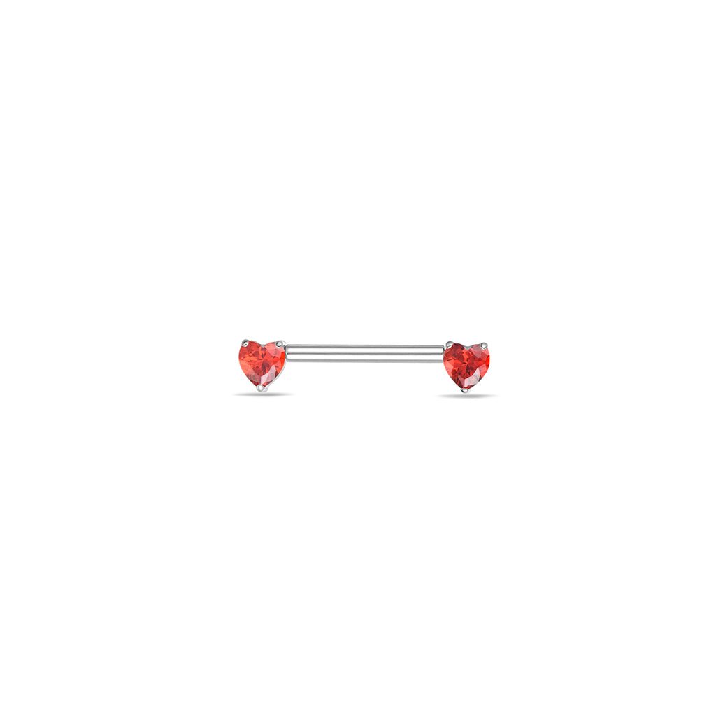 Titanium Threadless Nipple Bar with Heart Cubic Zirconia - SkinKandy | Body Jewellery & Piercing Online Australia