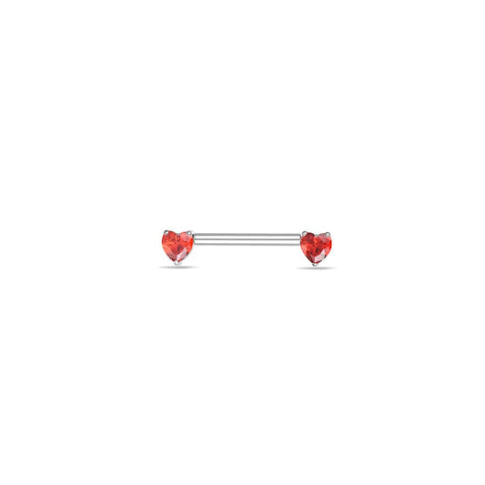 Titanium Threadless Nipple Bar with Heart Cubic Zirconia - SkinKandy | Body Jewellery & Piercing Online Australia