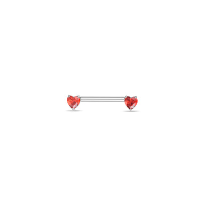 Titanium Threadless Nipple Bar with Heart Cubic Zirconia