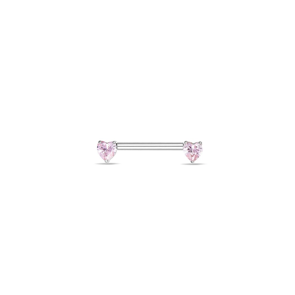 Titanium Threadless Nipple Bar with Heart Cubic Zirconia - SkinKandy | Body Jewellery & Piercing Online Australia