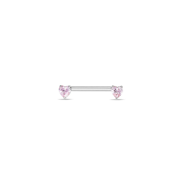 Titanium Threadless Nipple Bar with Heart Cubic Zirconia