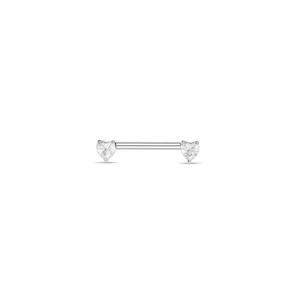 Titanium Threadless Nipple Bar with Heart Cubic Zirconia - SkinKandy | Body Jewellery & Piercing Online Australia