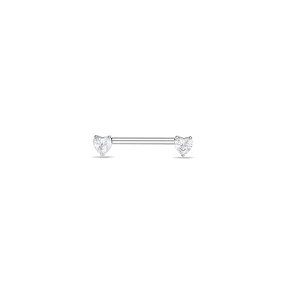 Titanium Threadless Nipple Bar with Heart Cubic Zirconia