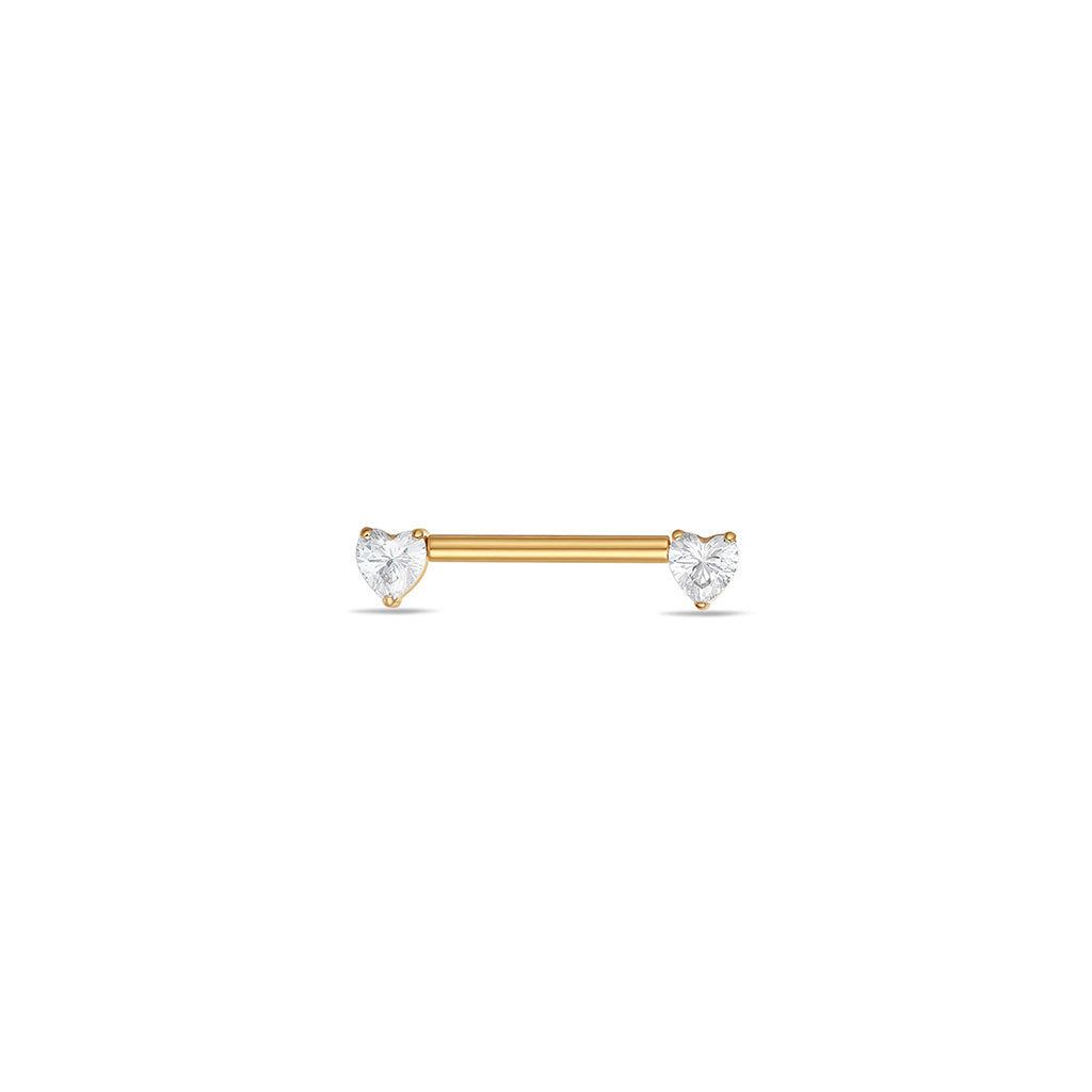 Titanium Threadless Nipple Bar with Heart Cubic Zirconia
