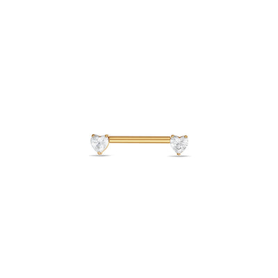 Titanium Threadless Nipple Bar with Heart Cubic Zirconia
