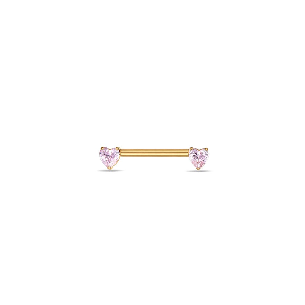 Titanium Threadless Nipple Bar with Heart Cubic Zirconia - SkinKandy | Body Jewellery & Piercing Online Australia