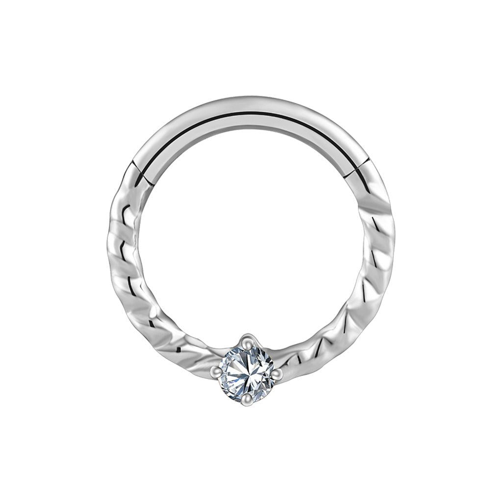 Titanium Twisted Rope Segment Ring with Cubic Zirconia - SkinKandy | Body Jewellery & Piercing Online Australia