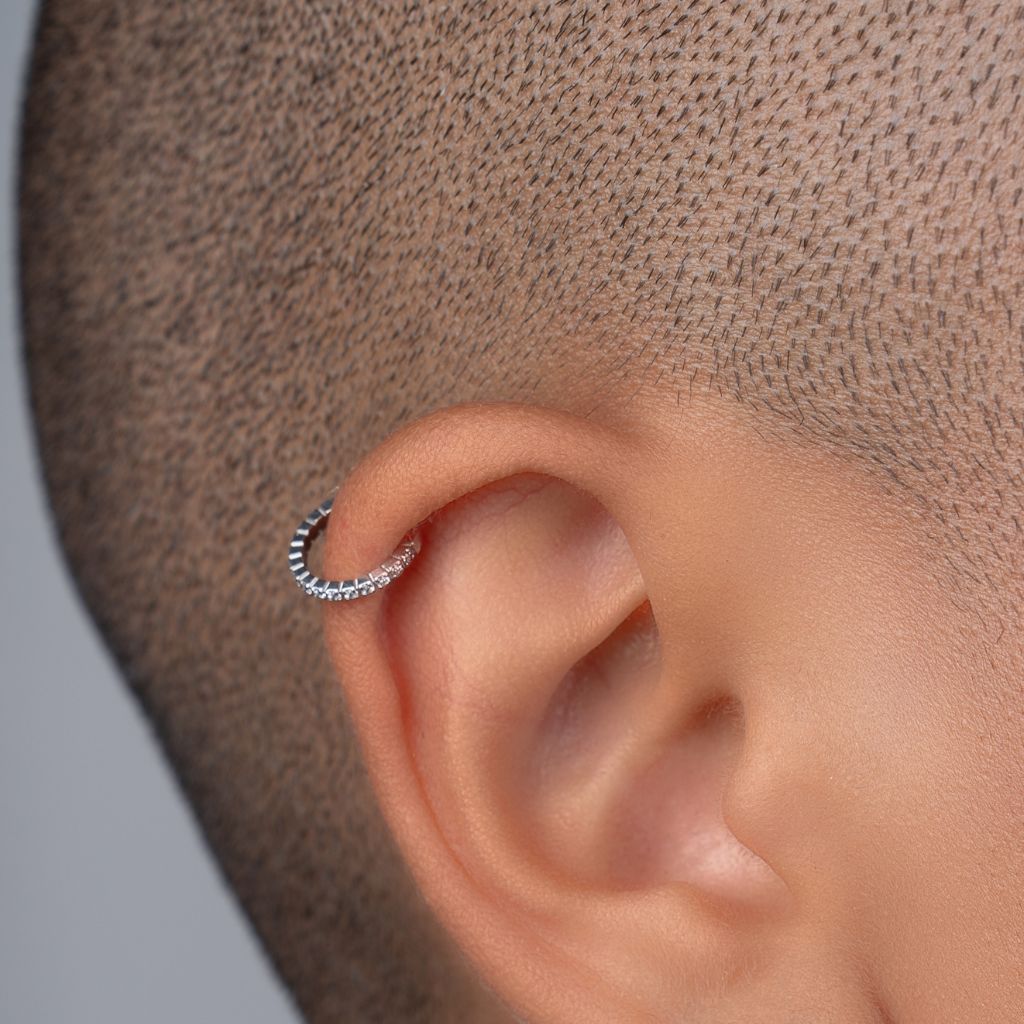 Titanium Segment Ring with Micro Tennis Set Cubic Zirconia - SkinKandy | Body Jewellery & Piercing Online Australia