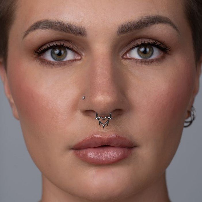 Titanium Segment Ring with Spike Heart Design - SkinKandy | Body Jewellery & Piercing Online Australia