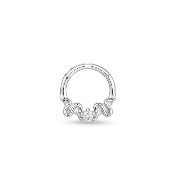 Titanium Segment Ring with 2 Snakes and Cubic Zirconia