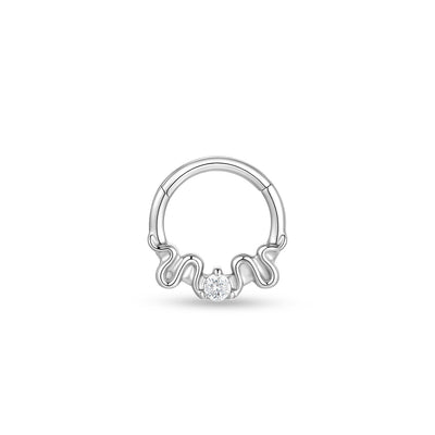 Titanium Segment Ring with 2 Snakes and Cubic Zirconia
