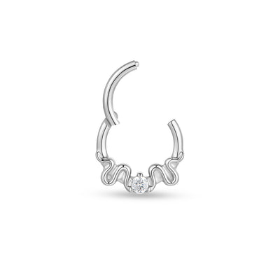 Titanium Segment Ring with 2 Snakes and Cubic Zirconia