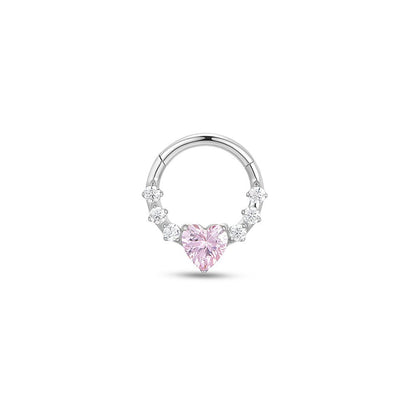 Titanium Segment Ring with Pink Heart Cubic Zirconia - SkinKandy | Body Jewellery & Piercing Online Australia