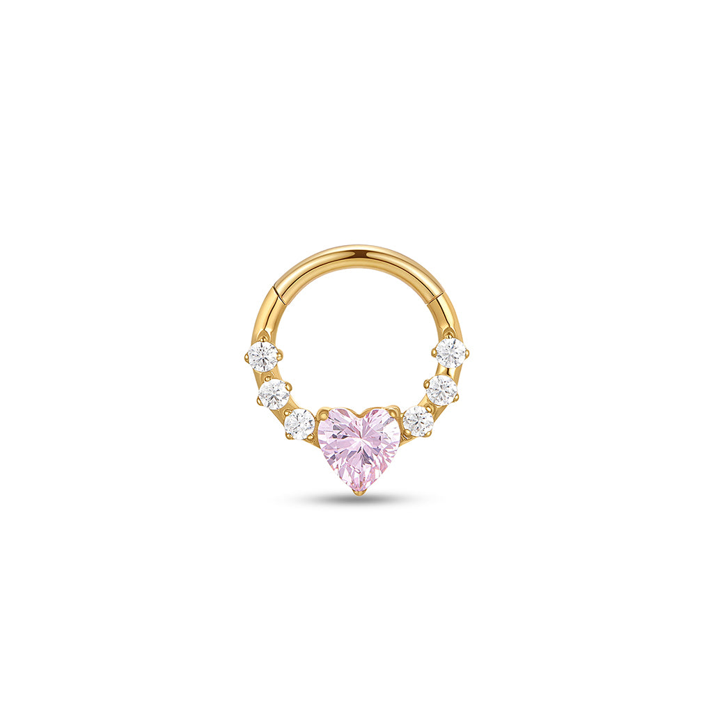 Image for Titanium Segment Ring with Pink Heart Cubic Zirconia