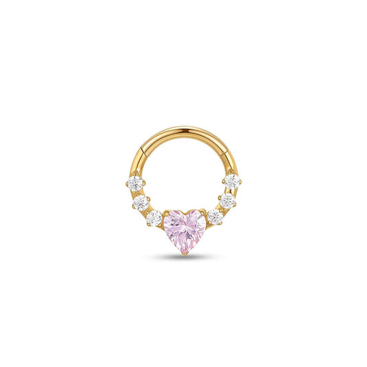 Titanium Segment Ring with Pink Heart Cubic Zirconia - SkinKandy | Body Jewellery & Piercing Online Australia