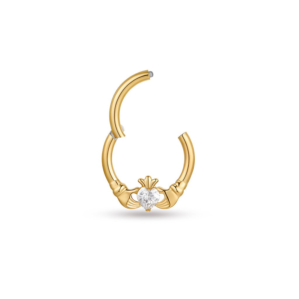 Titanium Segment Ring with 2 Hand Heart Design - SkinKandy | Body Jewellery & Piercing Online Australia