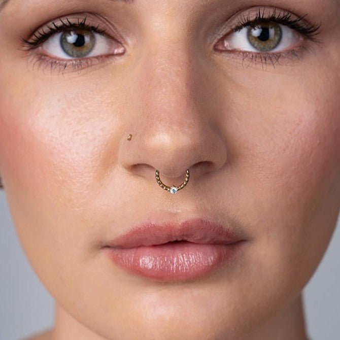 Titanium Twisted Rope Segment Ring with Cubic Zirconia - SkinKandy | Body Jewellery & Piercing Online Australia