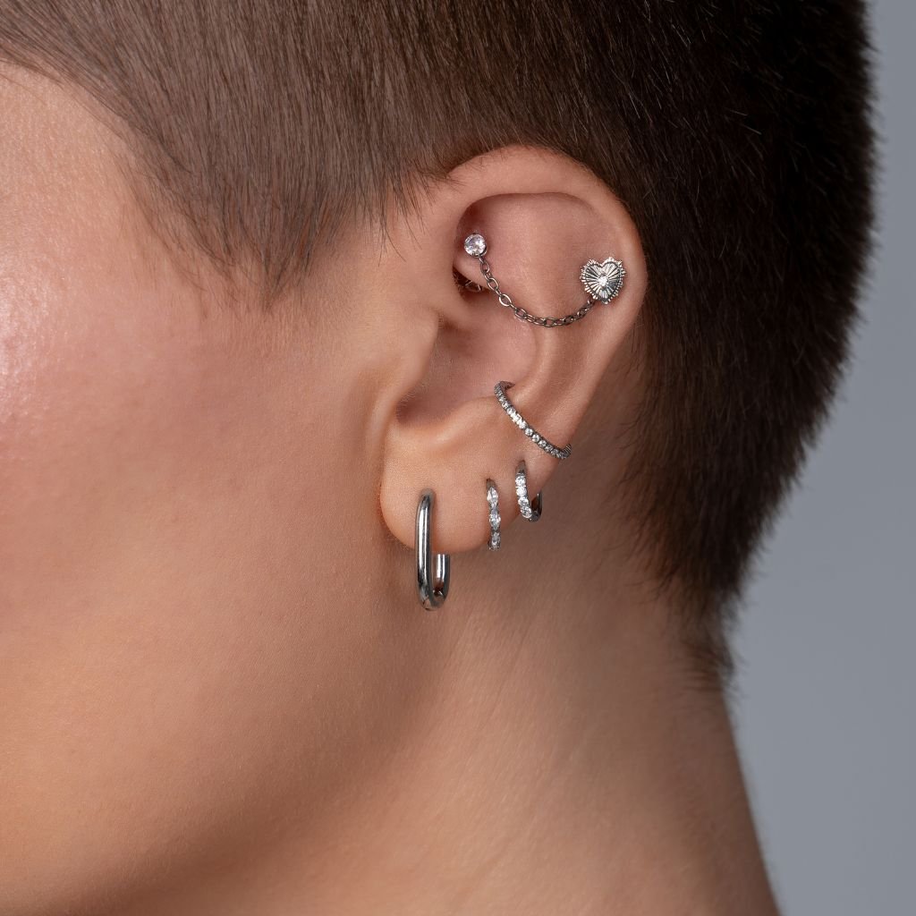 Titanium Segment Ring with Micro Tennis Set Cubic Zirconia - SkinKandy | Body Jewellery & Piercing Online Australia