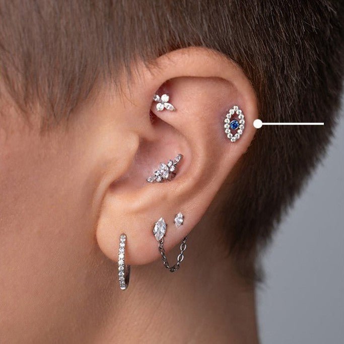 Titanium Flatback with Blue Eye Cubic Zirconia - SkinKandy | Body Jewellery & Piercing Online Australia