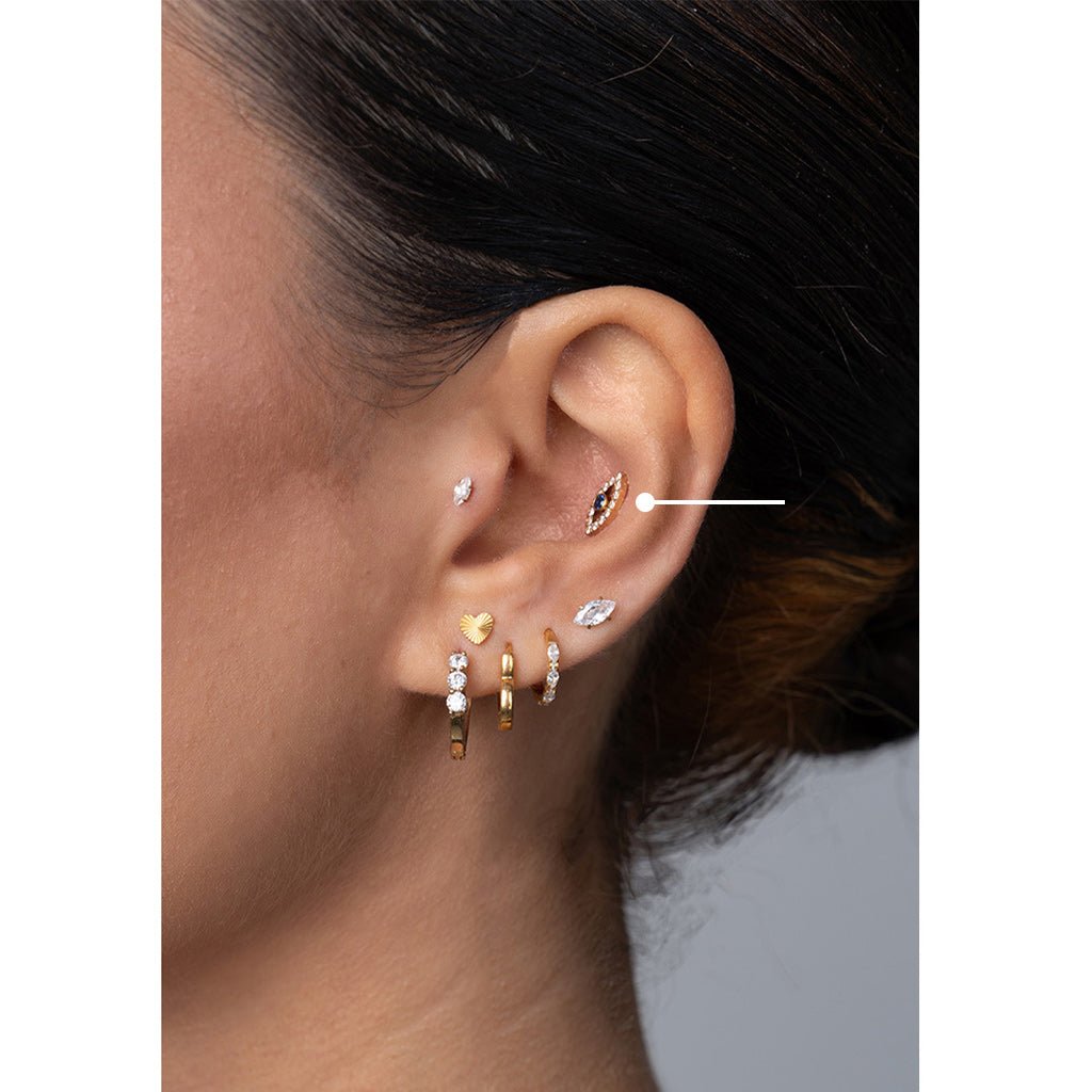 Titanium Flatback with Blue Eye Cubic Zirconia - SkinKandy | Body Jewellery & Piercing Online Australia