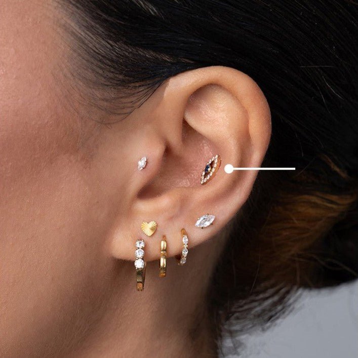 Titanium Flatback with Blue Eye Cubic Zirconia - SkinKandy | Body Jewellery & Piercing Online Australia