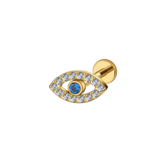 Titanium Flatback with Blue Eye Cubic Zirconia - SkinKandy | Body Jewellery & Piercing Online Australia