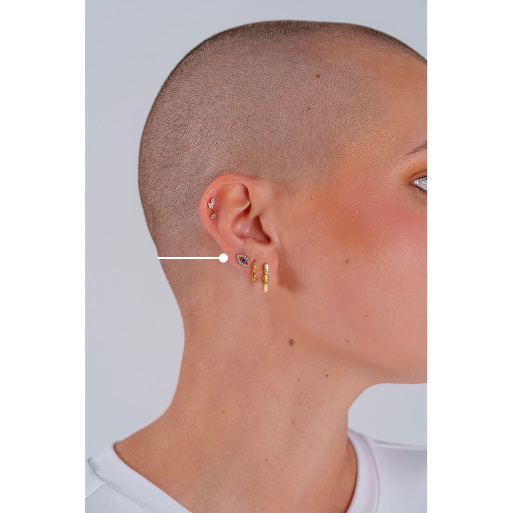 Titanium Flatback with Blue Eye Cubic Zirconia - SkinKandy | Body Jewellery & Piercing Online Australia