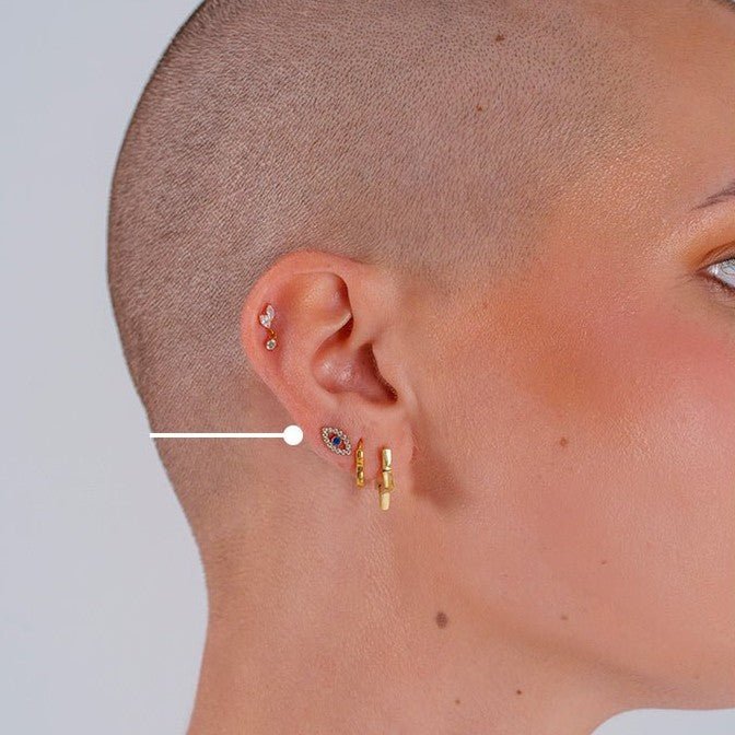 Titanium Flatback with Blue Eye Cubic Zirconia - SkinKandy | Body Jewellery & Piercing Online Australia