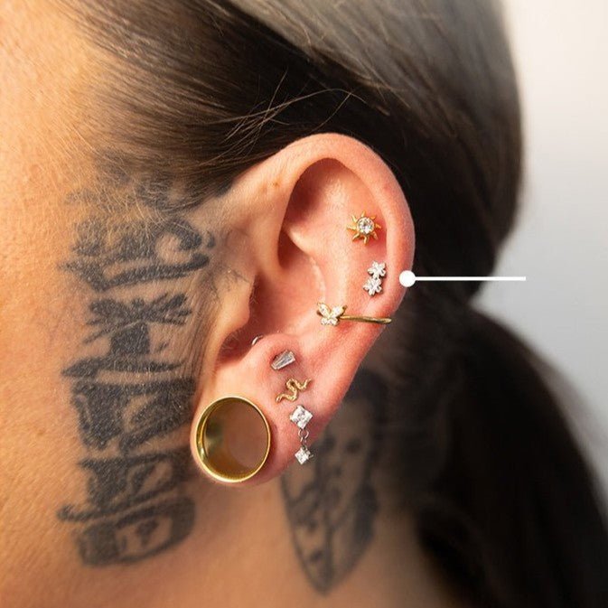 Titanium Flatback with Two Star Cubic Zirconia - SkinKandy | Body Jewellery & Piercing Online Australia