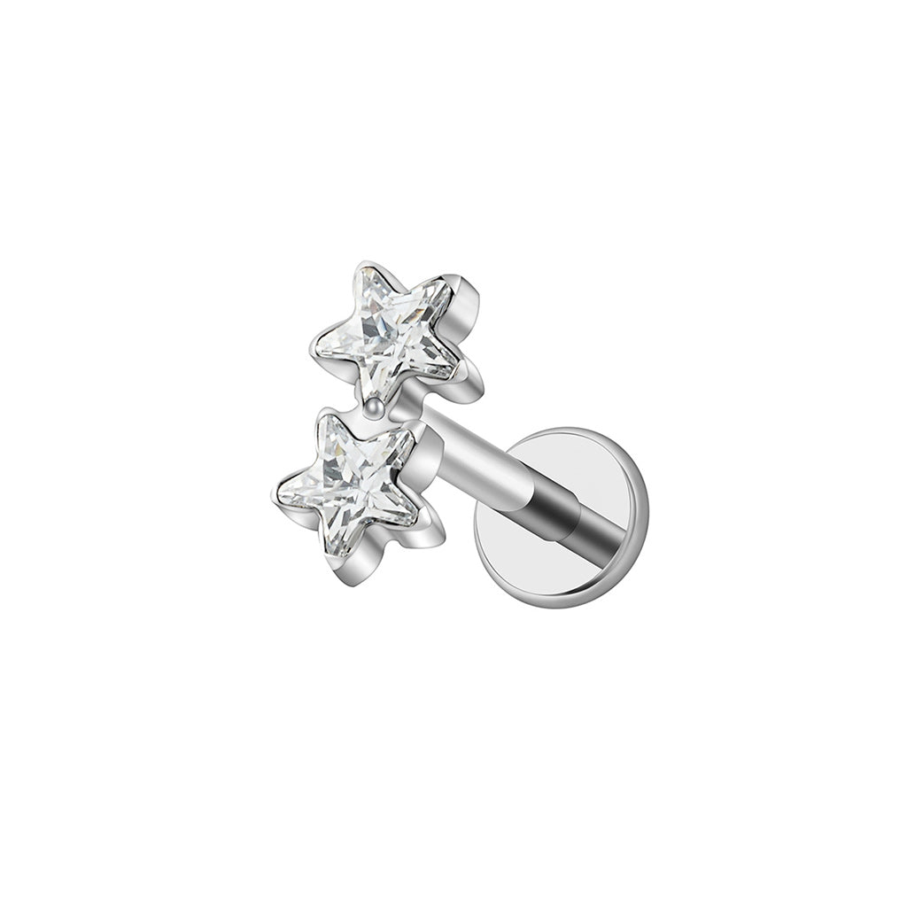 Image for Titanium Flatback with Two Star Cubic Zirconia Collections