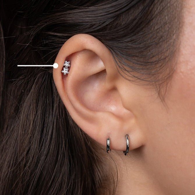 Titanium Flatback with Two Star Cubic Zirconia - SkinKandy | Body Jewellery & Piercing Online Australia