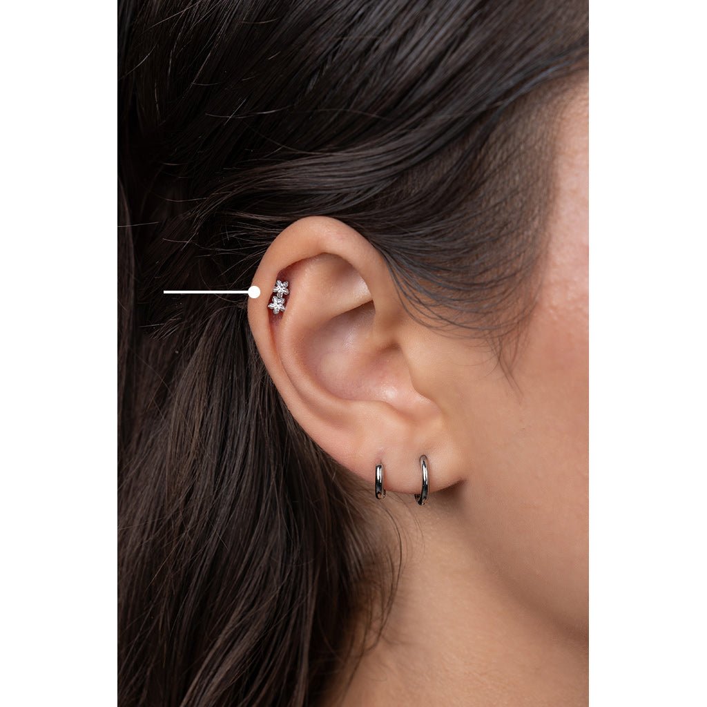 Titanium Flatback with Two Star Cubic Zirconia - SkinKandy | Body Jewellery & Piercing Online Australia