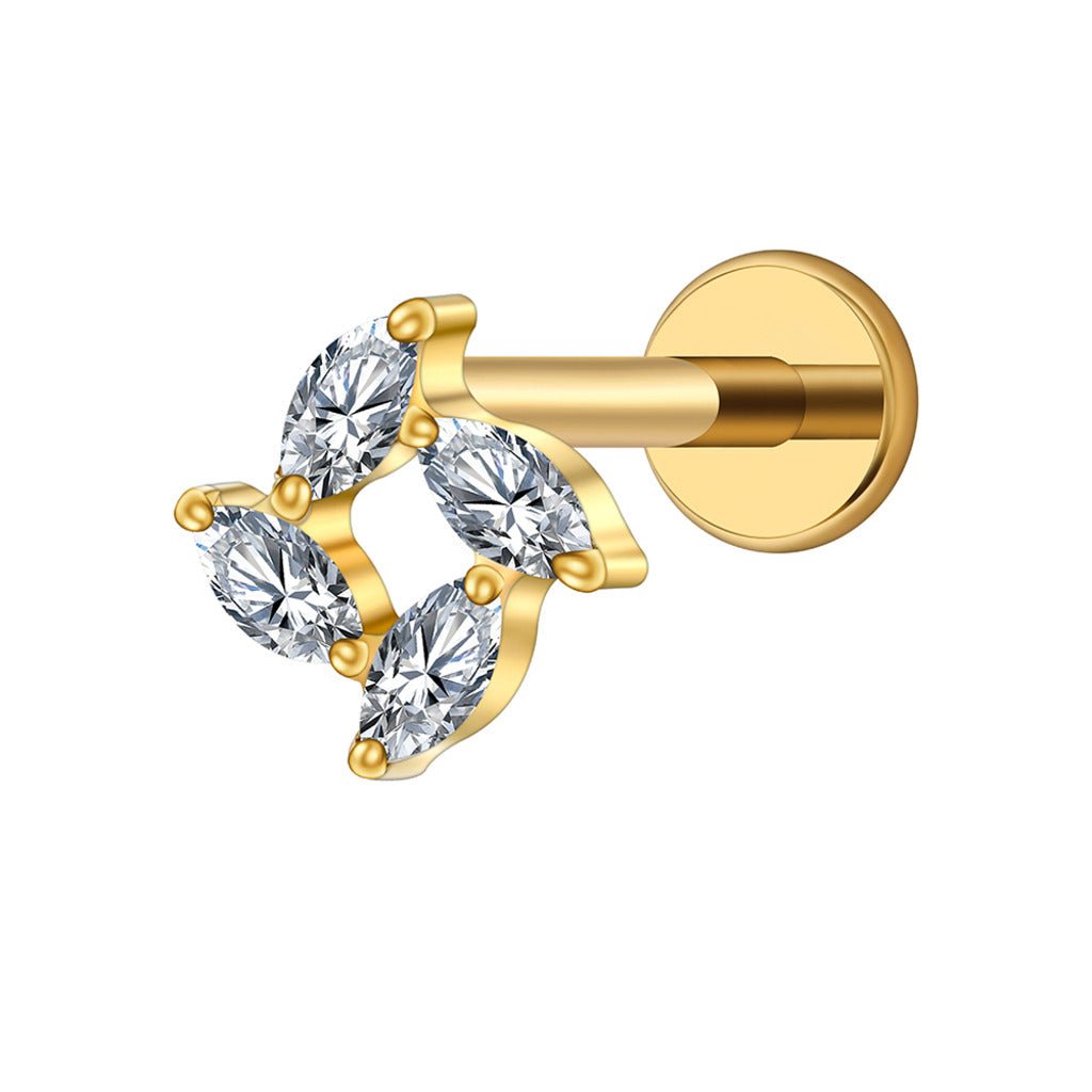 Titanium Flatback with Spiralling Marquis Cubic Zirconia - SkinKandy | Body Jewellery & Piercing Online Australia