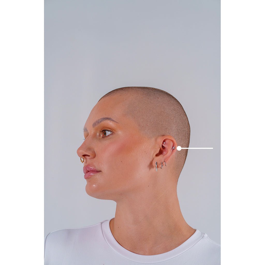 Titanium Flatback with Flower, Dual Round, and Marquis Cubic Zirconia - SkinKandy | Body Jewellery & Piercing Online Australia