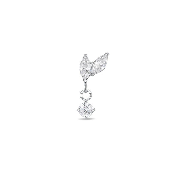 Titanium Flatback with Dual Marquis and Round Dangle Cubic Zirconia