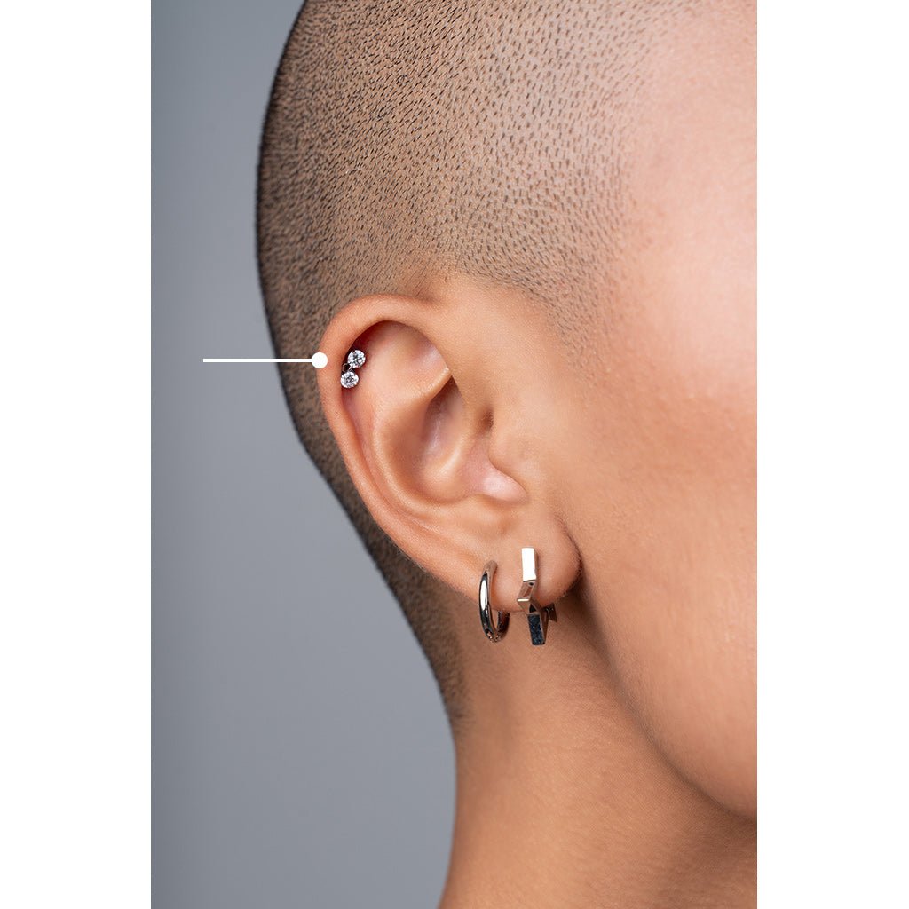 Titanium Flatback with Round Cubic Zirconia and Round Dangle - SkinKandy | Body Jewellery & Piercing Online Australia